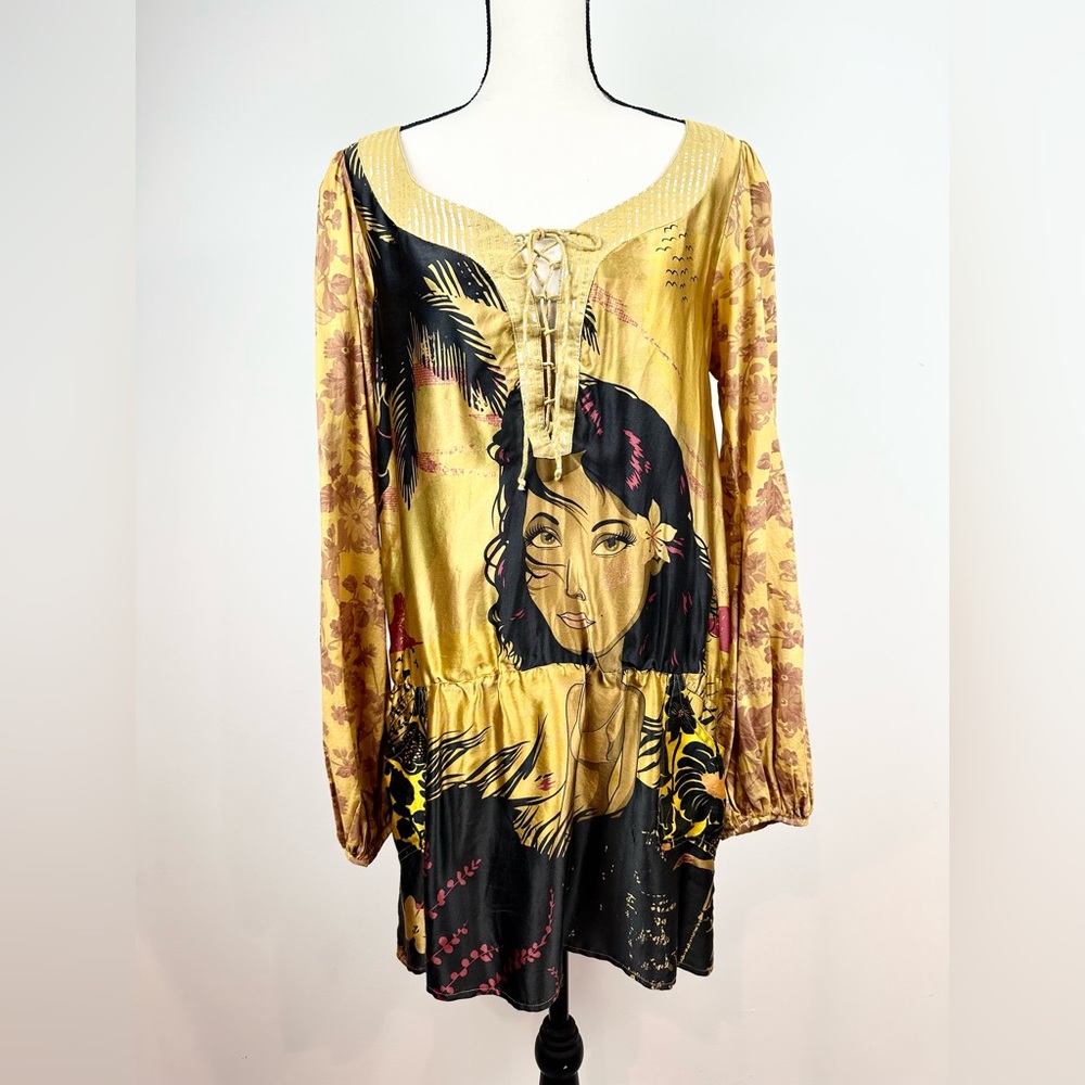 Custo Barcelona Vintage 90 Silk Blend Print Tunic Dress - Size 4